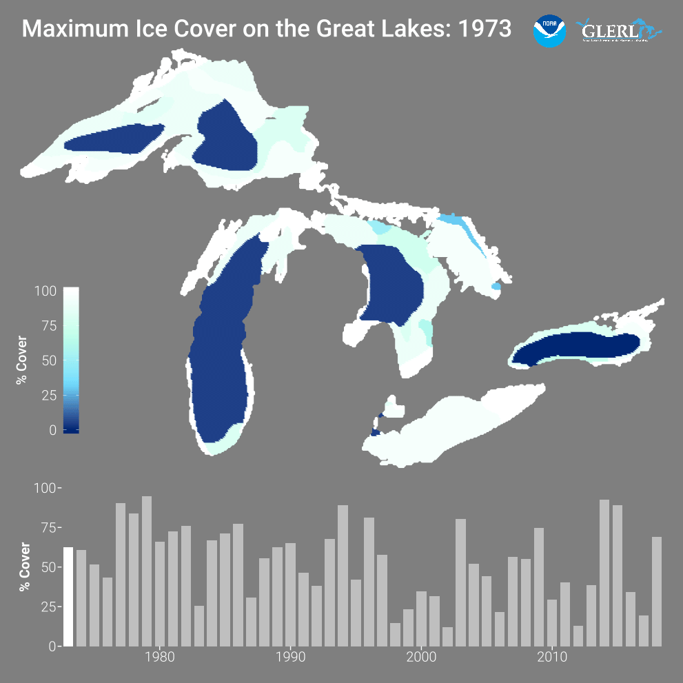 NOAA projects 30percent Maximum Great Lakes Ice Cover This Winter