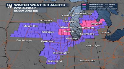 Snow Ends Sunday for Plains & Great Lakes