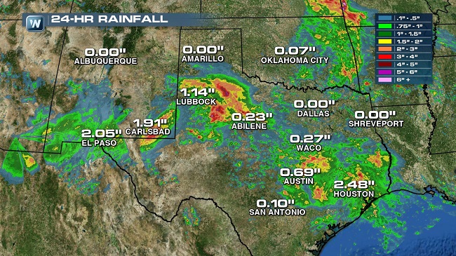 NM TX Rainfall Obs 24 Hr 